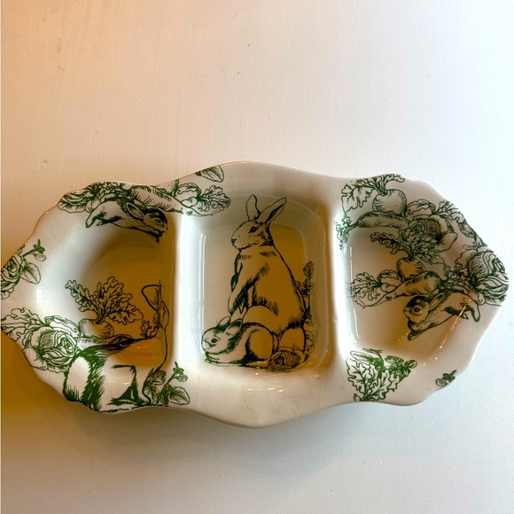 Other - Bunny Toile 3 section dish by J Wilfred